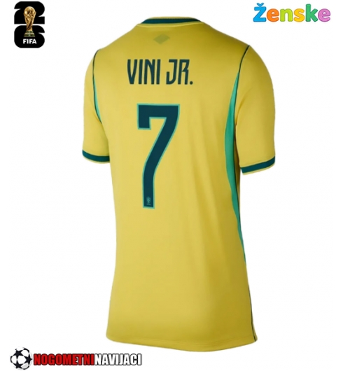 Ženske Nogometnih dresov Brazilija Vinicius Junior #7 Domači SP 2026 Kratki rokavi Ženske Nogometnih dresov Brazilija Vinicius Junior #7 Domači SP 2026 Kratki rokavi